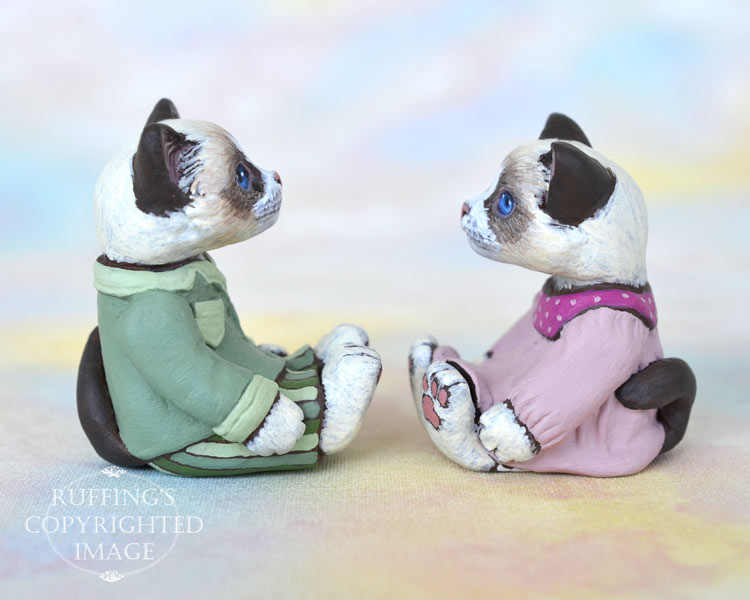 MacKenzie and Murphy, miniature Ragdoll cat art dolls, handmade original, one-of-a-kind kittens by artist Max Bailey