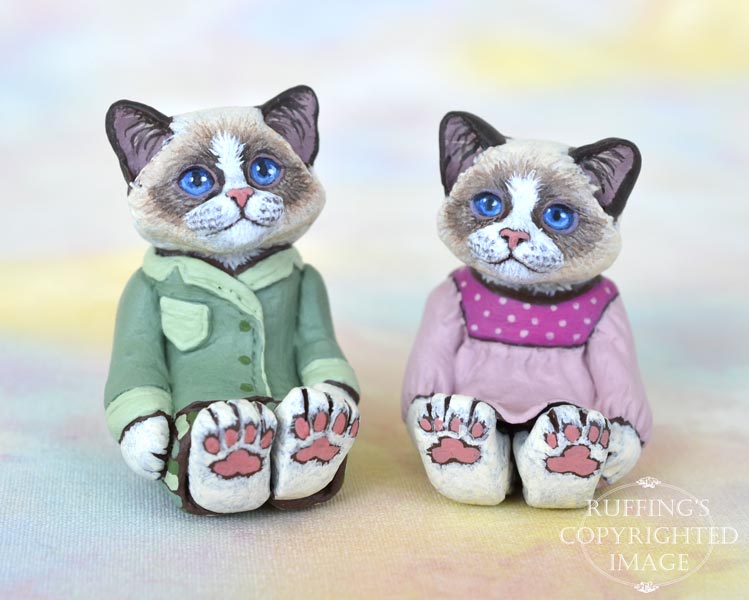 MacKenzie and Murphy, miniature Ragdoll cat art dolls, handmade original, one-of-a-kind kittens by artist Max Bailey