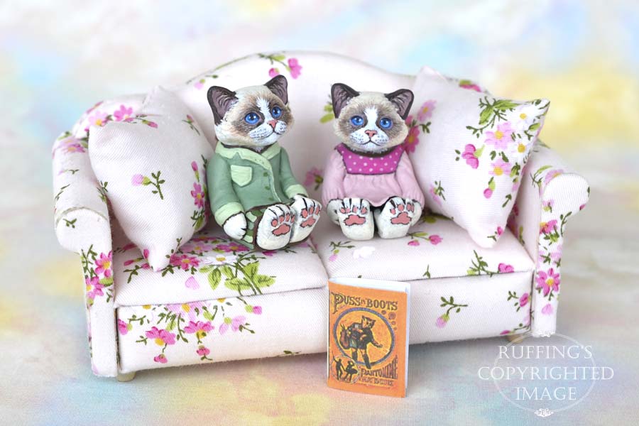 MacKenzie and Murphy, miniature Ragdoll cat art dolls, handmade original, one-of-a-kind kittens by artist Max Bailey
