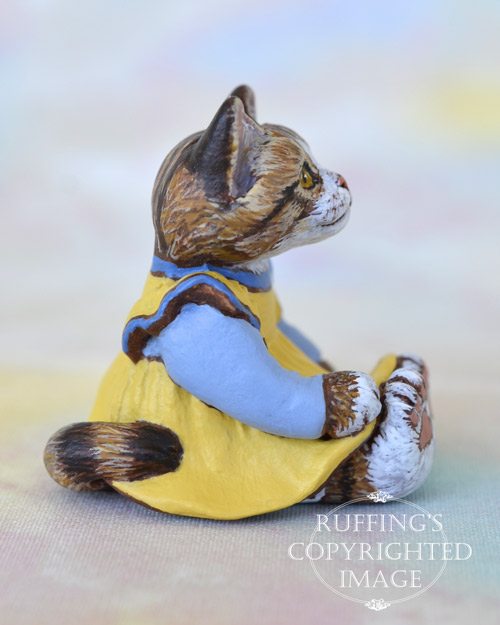 Madison, miniature tabby-and-white cat art doll, handmade original, one-of-a-kind kitten by artist Max Bailey