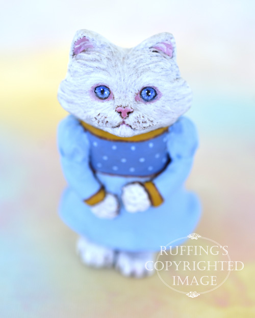 Magnolia, miniature Turkish Angora cat art doll, handmade original, one-of-a-kind kitten by artist Max Bailey