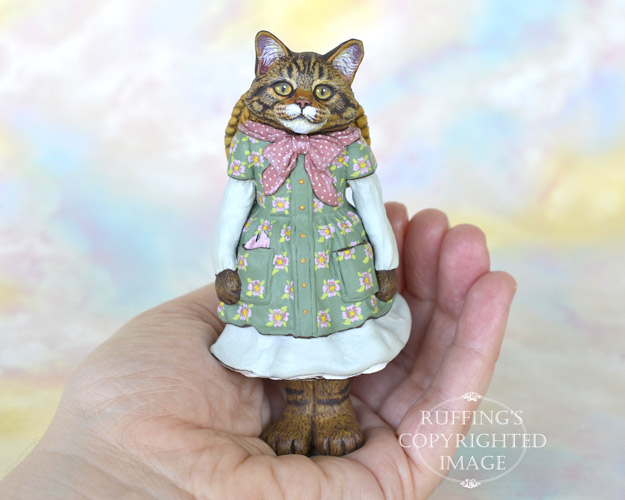 Mandalee, miniature Maine Coon cat art doll, handmade original, one-of-a-kind cat by artist Max Bailey