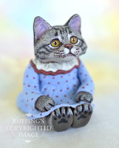 Margaret, miniature Maine Coon cat art doll, handmade original, one-of-a-kind kitten by artist Max Bailey