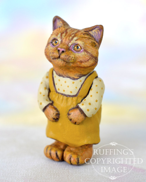 Marigold, Original One-of-a-kind Dollhouse-sized Ginger Tabby Kitten Art Doll by Max Bailey