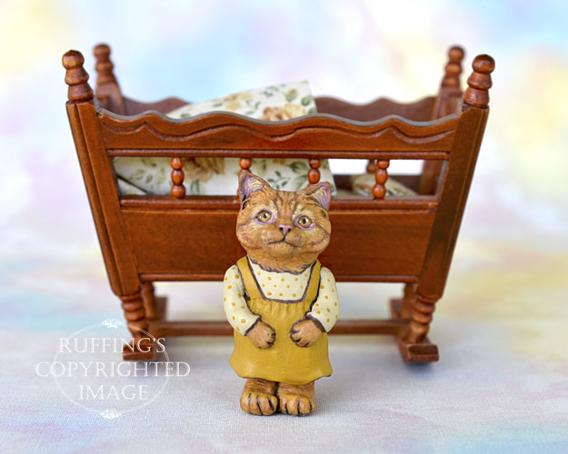 Marigold, Original One-of-a-kind Dollhouse-sized Ginger Tabby Kitten Art Doll by Max Bailey