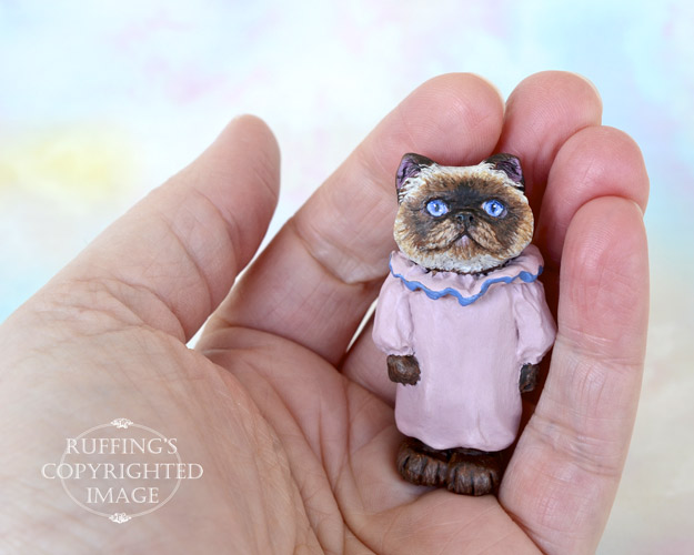 Marjorie, Original One-of-a-kind Dollhouse-sized Himalayan Kitten by Max Bailey