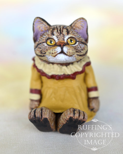 Marley, miniature American Shorthair tabby cat art doll, handmade original, one-of-a-kind kitten by artist Max Bailey