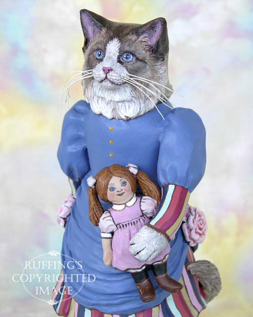 Maryanne the Ragdoll Cat, Original One-of-a-kind Folk Art Doll Figurine by Max Bailey