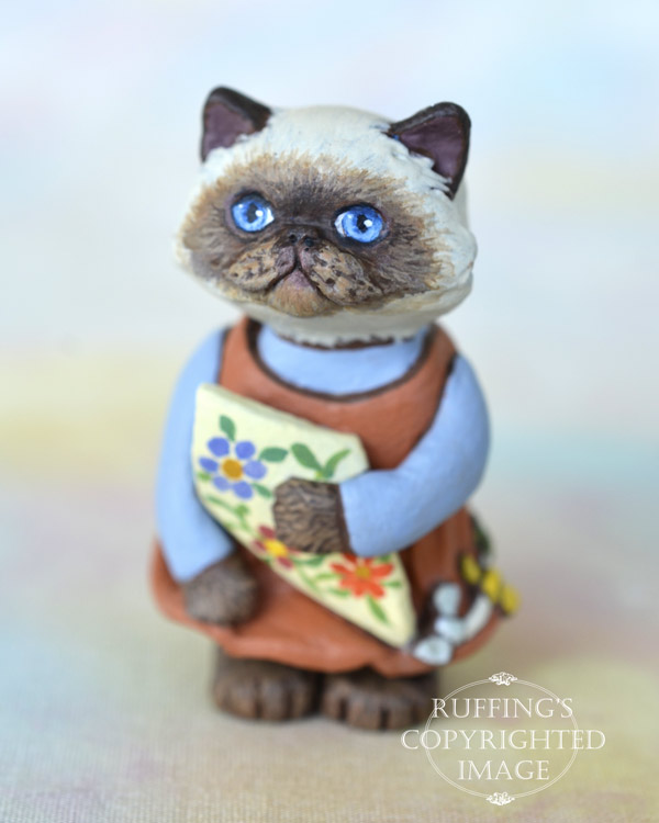 Maura, miniature Himalayan cat art doll, handmade original, one-of-a-kind kitten by artist Max Bailey