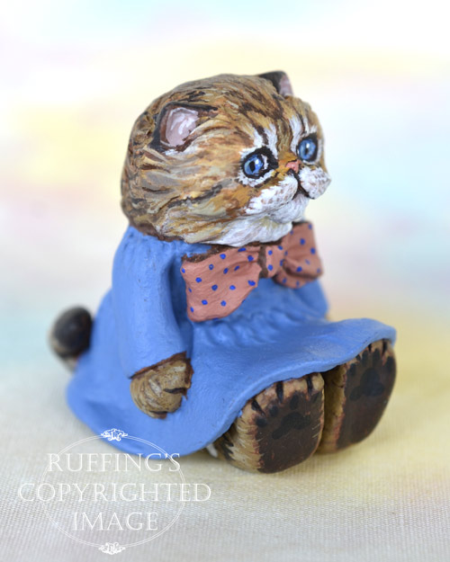 Maureen, miniature Persian tabby cat art doll, handmade original, one-of-a-kind kitten by artist Max Bailey