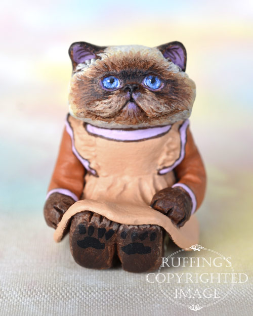 Maxine, miniature Himalayan cat art doll, handmade original, one-of-a-kind kitten by artist Max Bailey