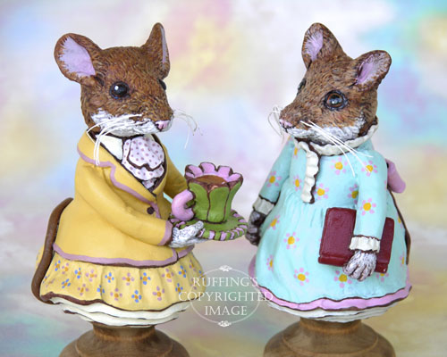 Maybelle Mouse, Original One-of-kind Brown Mouse Folk Art Doll Figurine by Max Bailey