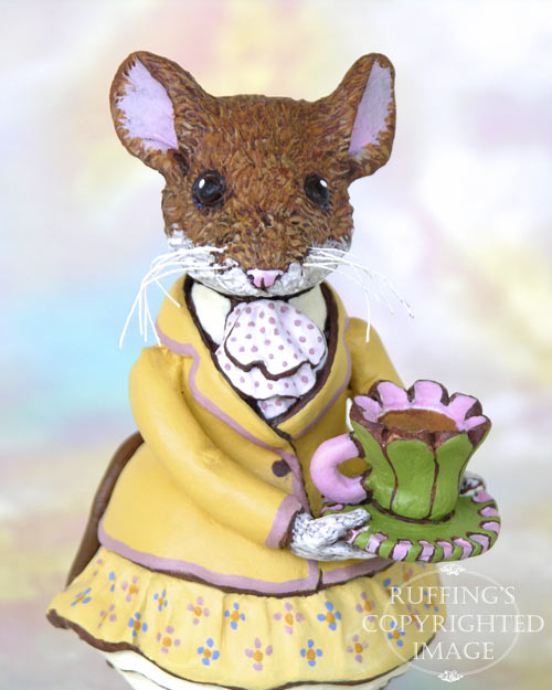 Maybelle Mouse, Original One-of-kind Brown Mouse Folk Art Doll Figurine by Max Bailey