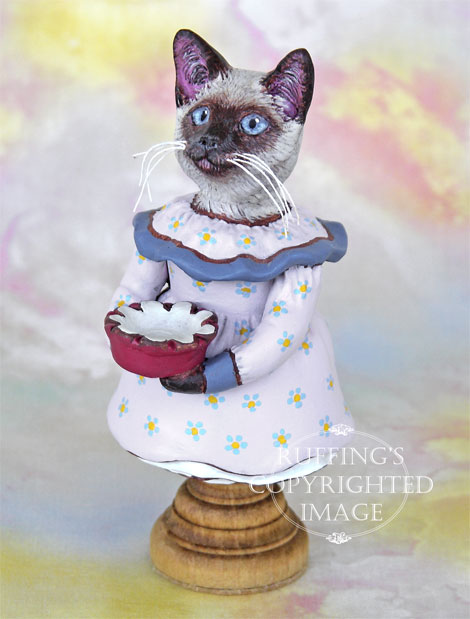 Crocus the Siamese Kitten, Original One-of-a-kind Folk Art Cat Doll Figurine by Max Bailey
