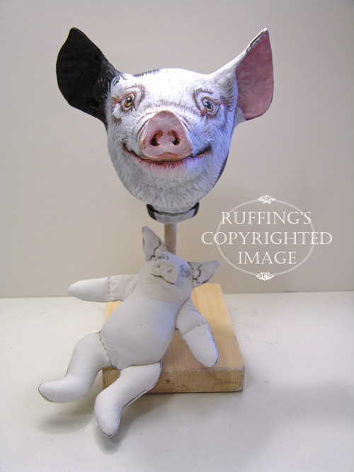 Horatio and Hannah, Original One-of-a-kind Flying Pig Folk Art Dolls by Max Bailey