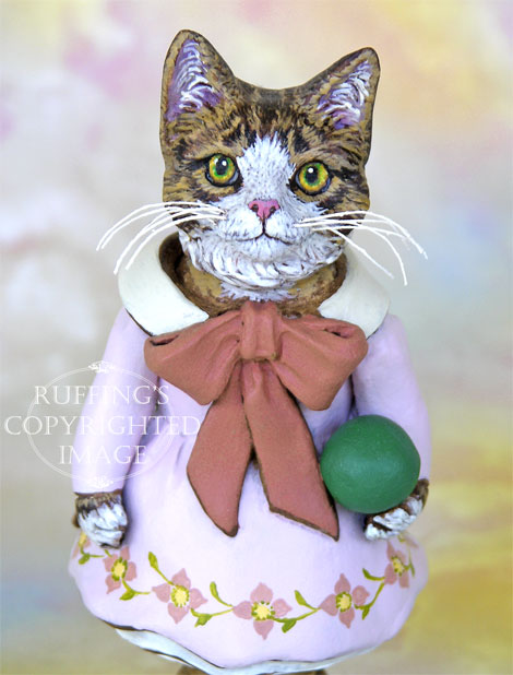 Tabitha the Tabby Kitten, Original One-of-a-kind Folk Art Cat Doll Figurine by Max Bailey