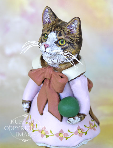 Tabitha the Tabby Kitten, Original One-of-a-kind Folk Art Cat Doll Figurine by Max Bailey
