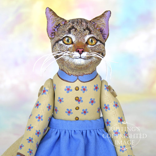 Minnie the Tabby Cat, Original One-of-a-kind Folk Art Cat Doll by Max Bailey