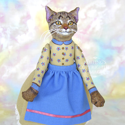 Minnie, Original One-of-a-kind Tabby Cat Art Doll by Max Bailey