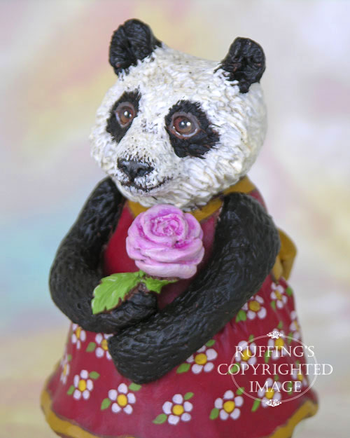 Miranda the Panda, Original One-of-a-kind Folk Art Doll Figurine by Max Bailey