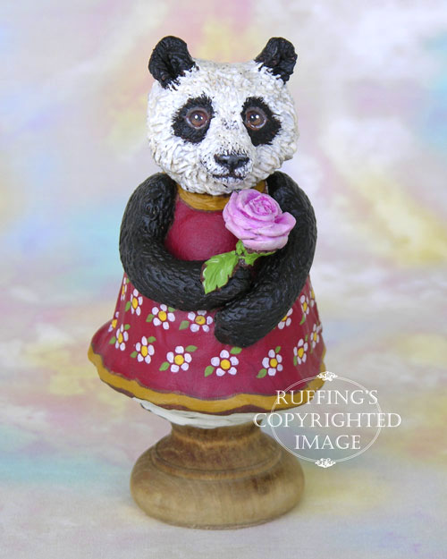 Miranda the Panda, Original One-of-a-kind Folk Art Doll Figurine by Max Bailey