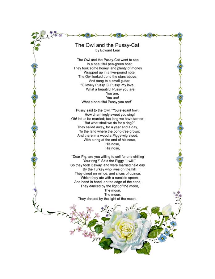"The Owl and the Pussy-Cat" poem by Edward Lear