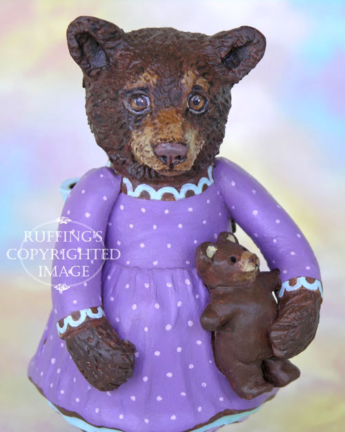 Patsy the Brown Bear Cub, Original One-of-a-kind Folk Art Doll Figurine by Max Bailey