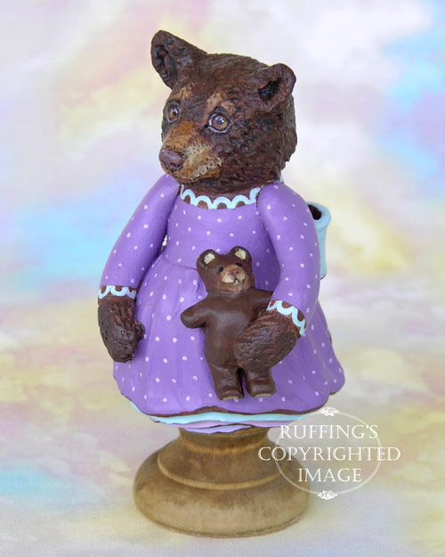 Patsy the Brown Bear Cub, Original One-of-a-kind Folk Art Doll Figurine by Max Bailey