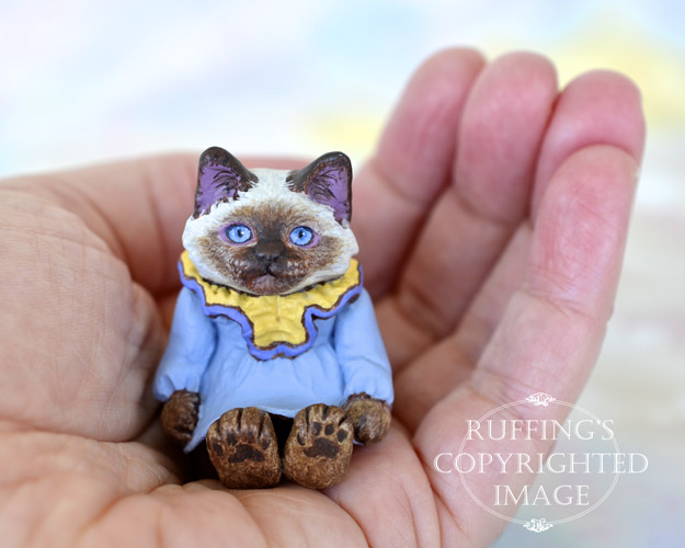 Paula, miniature Ragdoll cat art doll, handmade original, one-of-a-kind kitten by artist Max Bailey