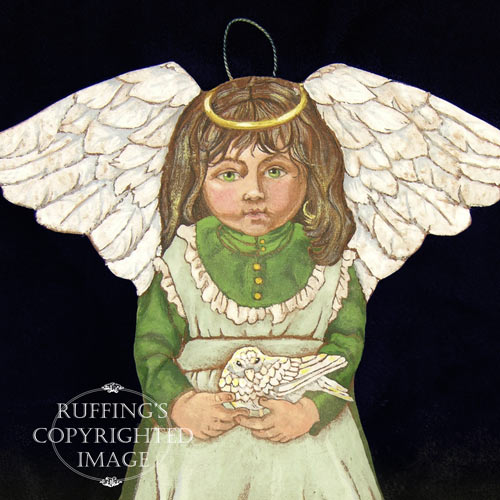 Patience the Peace Angel, Original One-of-a-kind Folk Art Doll Ornament by Max Bailey