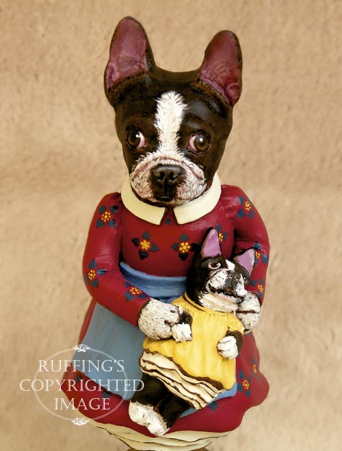 Prudence the Boston Terrier, Original One-of-a-kind Folk Art Dog Doll Figurine by Max Bailey
