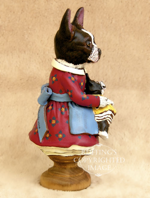 Prudence the Boston Terrier, Original One-of-a-kind Dog Art Doll Figurine by artist Max Bailey