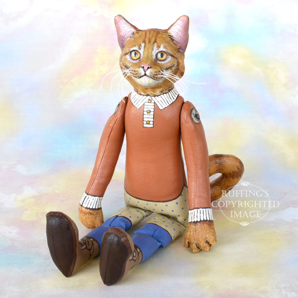 Randolf, Original One-of-a-kind Ginger Tabby Cat Art Doll by Max Bailey