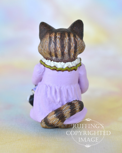 Regina and Ragsy, miniature Maine Coon cat art doll, handmade original, one-of-a-kind kitten by artist Max Bailey