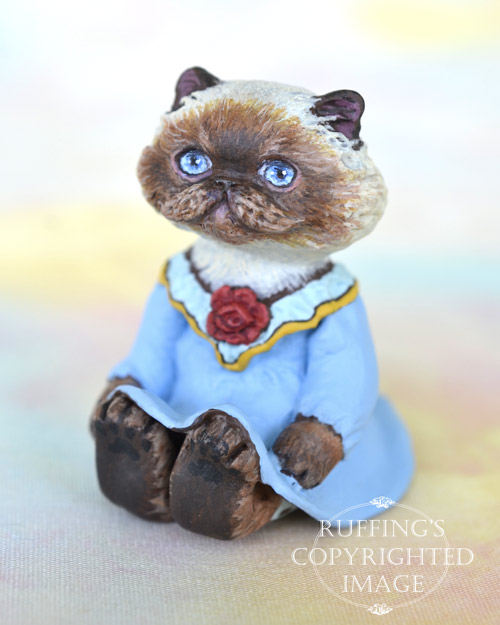Rhonda, miniature Himalayan cat art doll, handmade original, one-of-a-kind kitten by artist Max Bailey