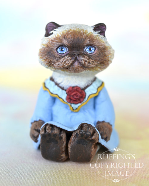  Rhonda, miniature Himalayan cat art doll, handmade original, one-of-a-kind kitten by artist Max Bailey