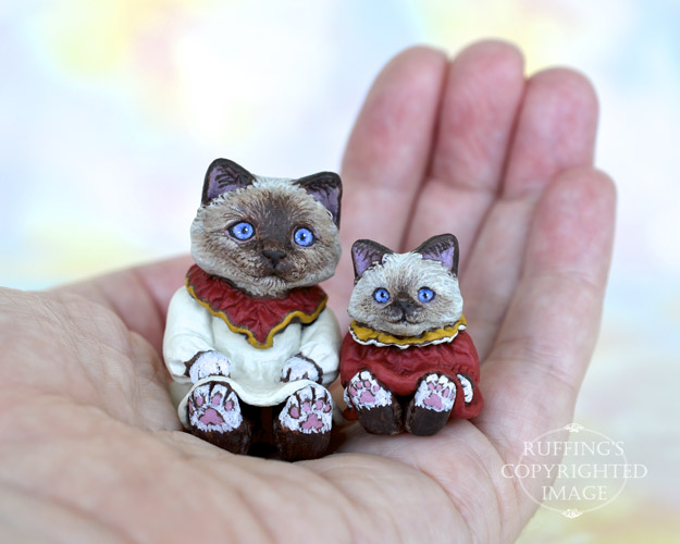 Sabrina and Sadie, Original One-of-a-kind Dollhouse-sized Birman Kittens by Max Bailey