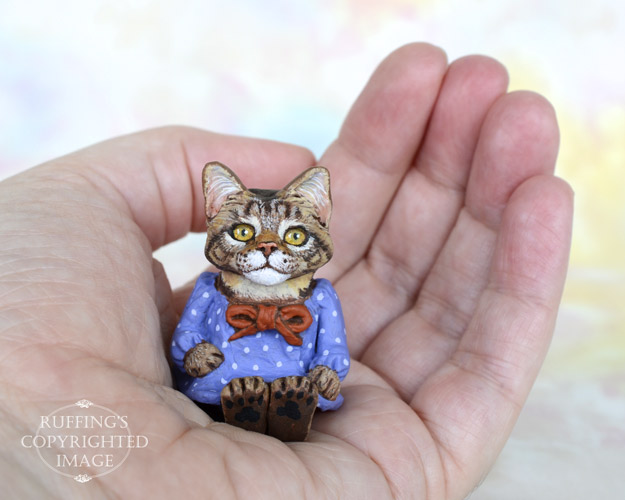 Sarah, Original One-of-a-kind Dollhouse-sized Maine Coon Kitten Art Doll by Max Bailey