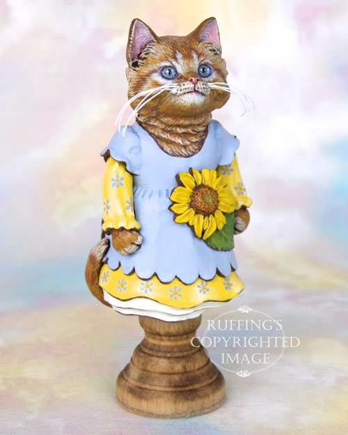 Sunflower the Orange Tabby Kitten, Original One-of-a-kind Folk Art Doll Figurine by Max Bailey