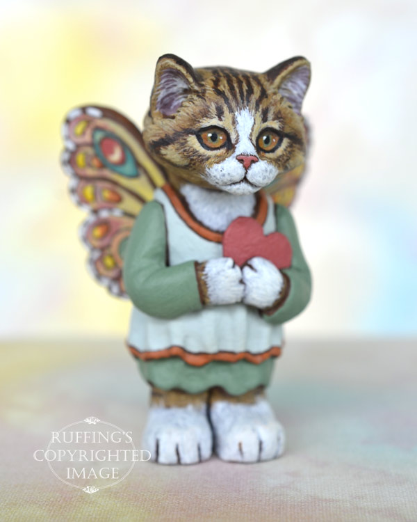 Sunnie, miniature tabby fairy cat art doll, handmade original, one-of-a-kind kitten by artist Max Bailey