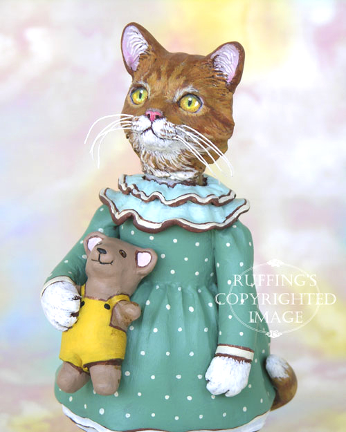 Suzannah the Ginger Tabby Cat, Original One-of-a-kind Folk Art Doll Figurine by Max Bailey