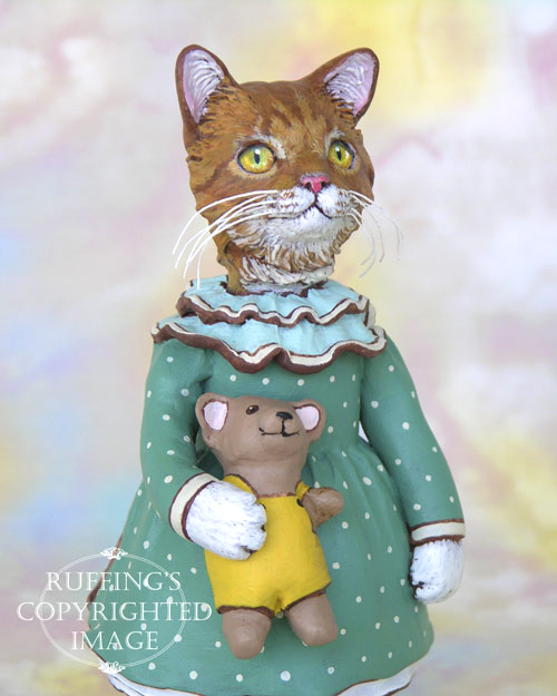 Suzannah the Ginger Tabby Cat, Original One-of-a-kind Folk Art Doll Figurine by Max Bailey