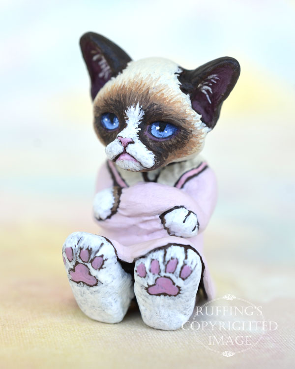 Sweetie, miniature bi-color Ragdoll mix, cat art doll, handmade original, one-of-a-kind kitten by artist Max Bailey