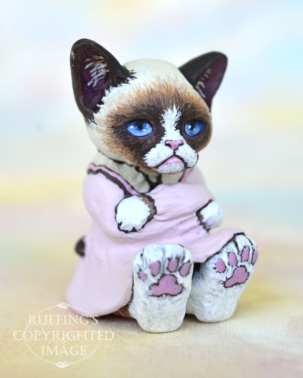 Sweetie, miniature bi-color Ragdoll mix, cat art doll, handmade original, one-of-a-kind kitten by artist Max Bailey