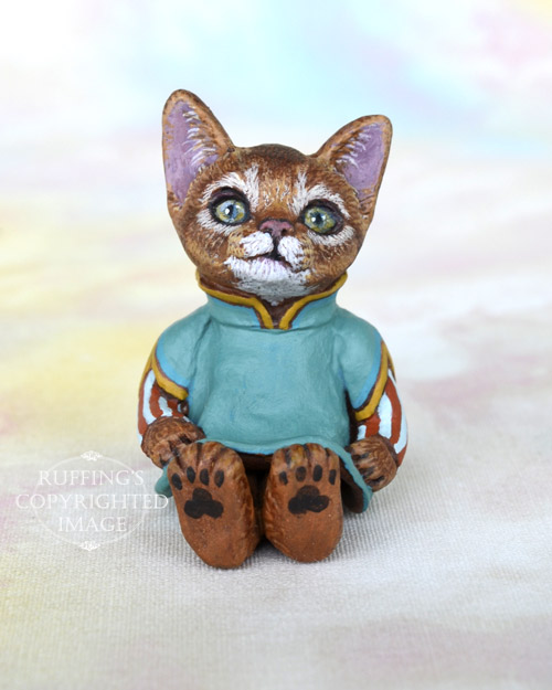 Talia, Original One-of-a-kind Miniature Abyssinian Kitten Art Doll by Max Bailey