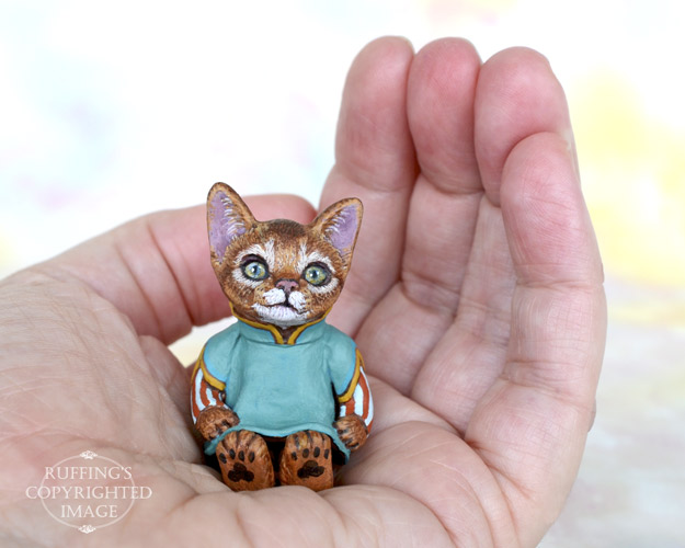 Talia, Original One-of-a-kind Miniature Abyssinian Kitten Art Doll by Max Bailey