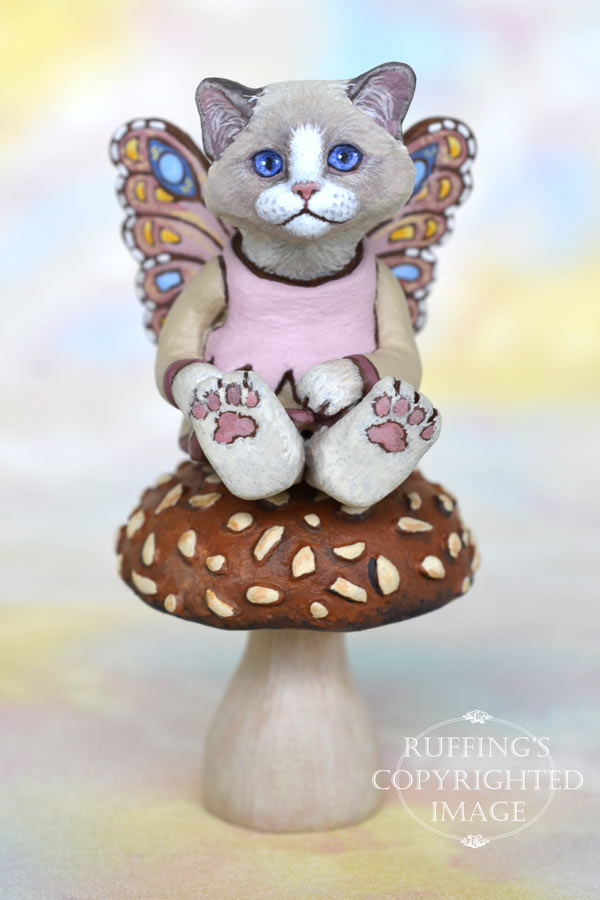 Tianna, miniature Ragdoll fairy cat art doll, handmade original, one-of-a-kind kitten by artist Max Bailey