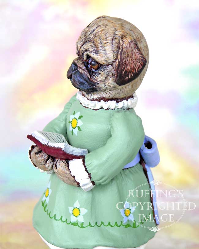 Tillie the Pug Dog, Original One-of-a-kind Folk Art Doll Figurine by Max Bailey
