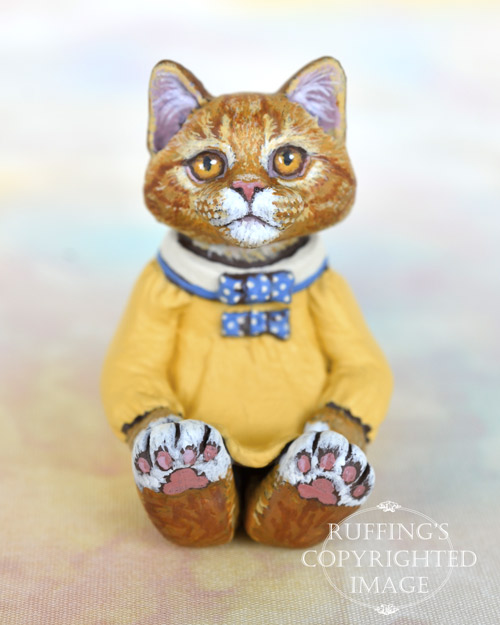 Tippie Miniature Ginger Tabby Maine Coon Cat Art Doll Handmade Original One Of A Kind Kitten 