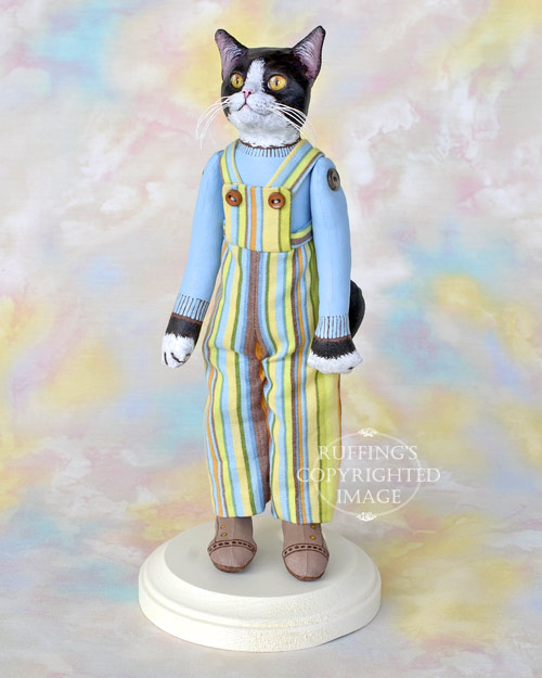 Tommy, Original One-of-a-kind Black-and-white Tuxedo Cat Art Doll by Max Bailey